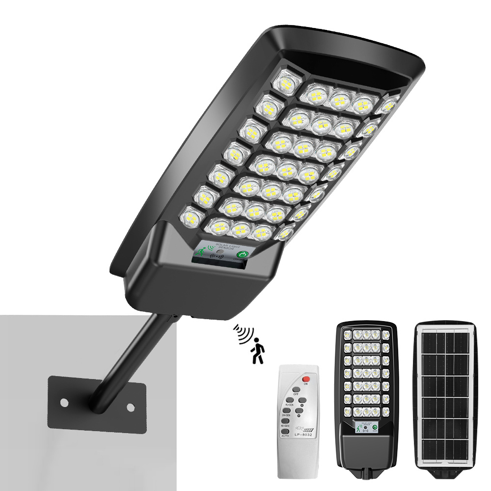 Outdoor Solar Street Lights, 6000k Led Solar Light With Remote Control And Motion Sensor, Dusk To Dawn Outdoor Flood Security Lights Pole/wall Mount For Yard, Path, Parking