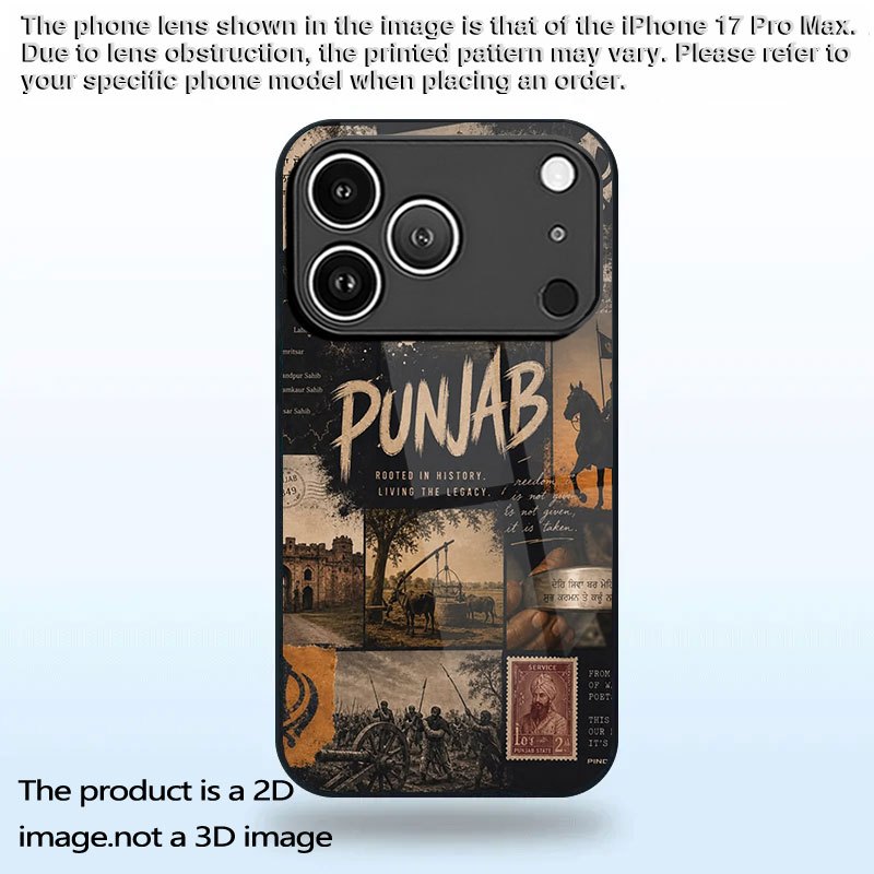 TEMU Phone Case: Punjab Pattern 2d Printing, New Tempered Glass Phone Case Suitable For Iphone 17, 16, 15, 14, 13, 12, 11, Xs Max, Xr, X, 8, 7, Pro,