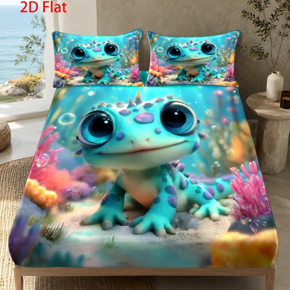 3pcs mattress protector set 1pc fitted sheet and 2pcs pillowcases filling not included 2d flat printing   creature theme     festival   machine washable home   master bedroom   use
