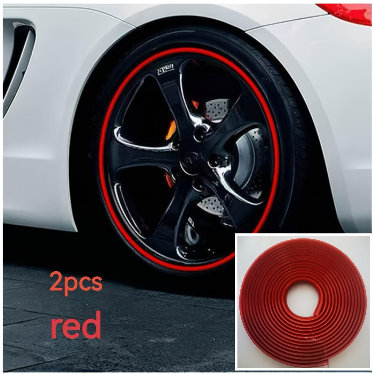 TEMU 2pcs Car Wheel Decor Ring Stickers, Wear Resistant Abs Nylon Trim Strip, 4m/157 Inch Stylish Rim Ornament For Car Decoration