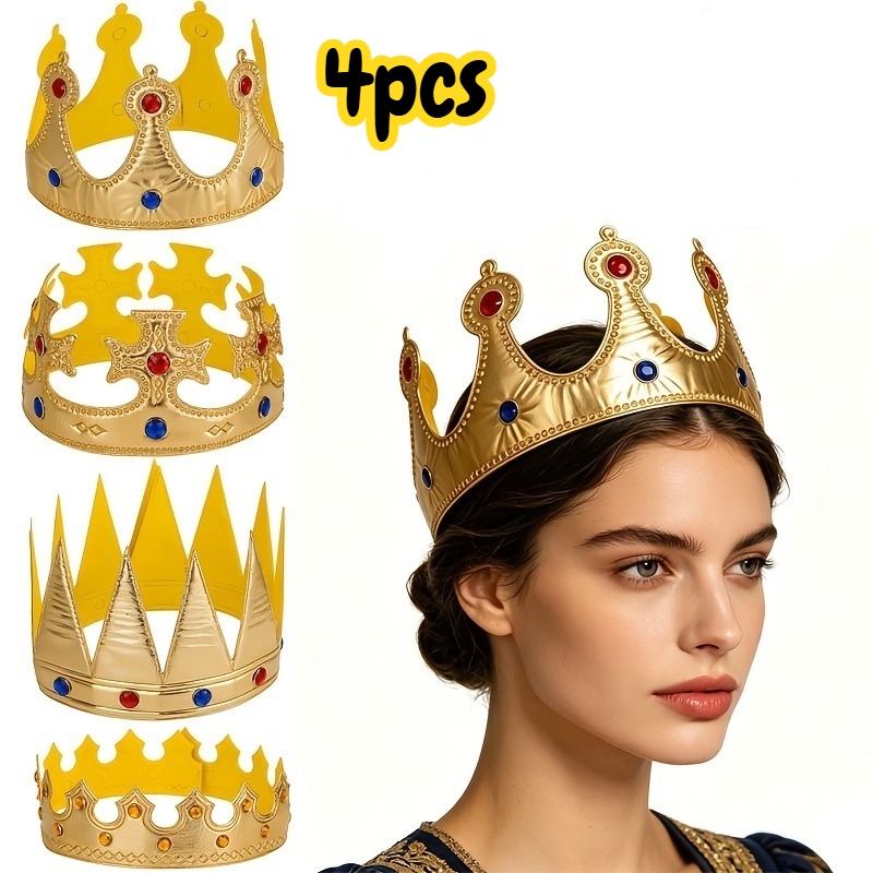 TEMU Ensemble de 4 accessoires de costume de couronne de roi , largement applicables pour diverses activités amusantes de jeu de rôle, parfaits pour