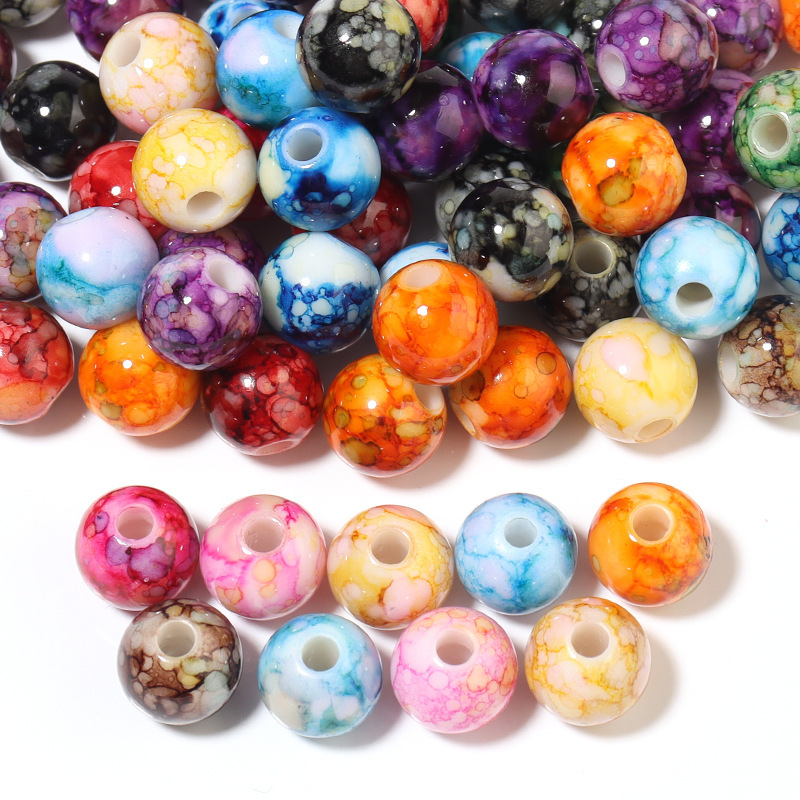 

100pcs Beadlicious Set, 10mm Irregular Ink For Making, Decorative Pen Spacer For Bracelets And Necklaces, Art Crafts