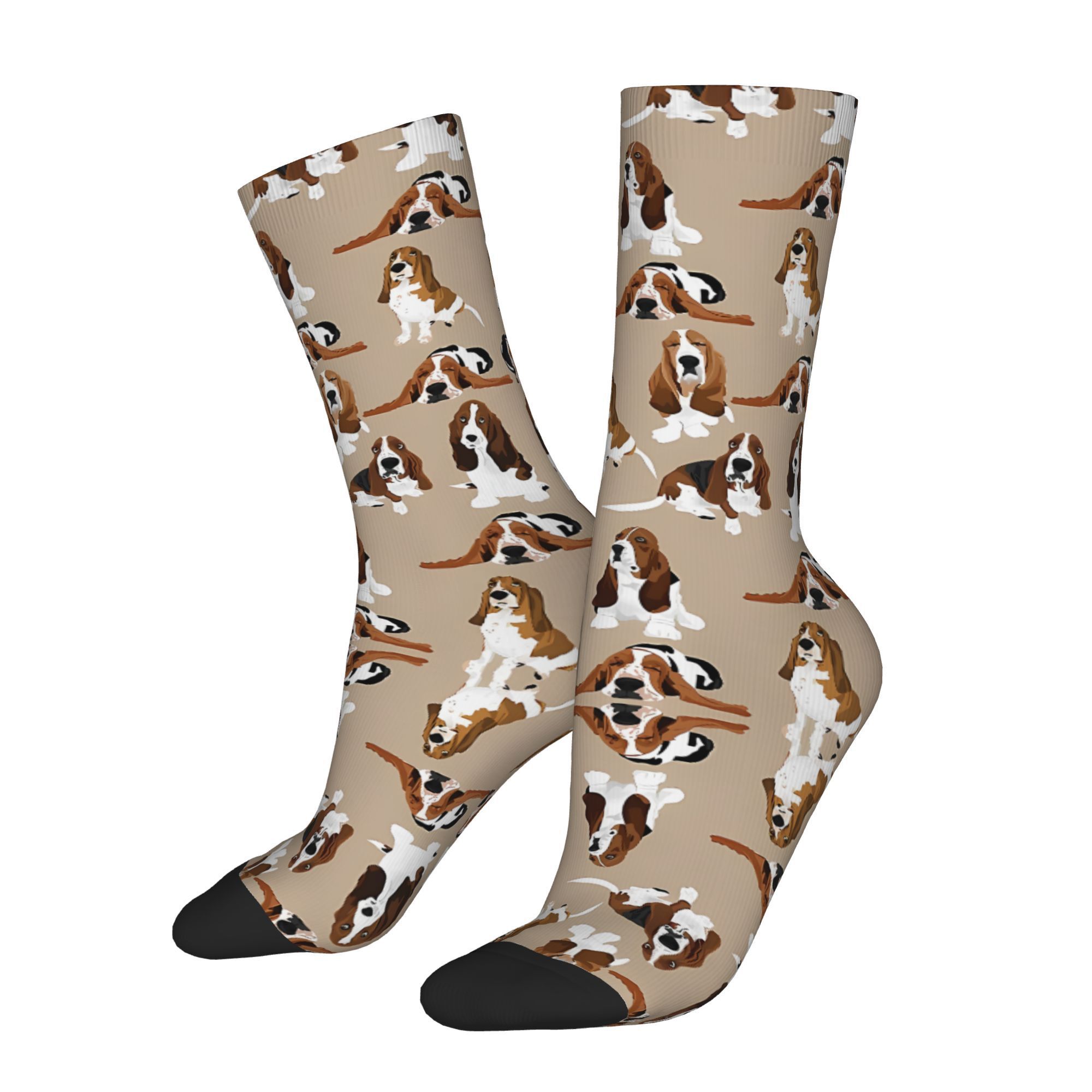 

Basset Hound Crazy" Men's Socks, Seamless, Fun Novelty Print, Breathable Polyester , Perfect Gift