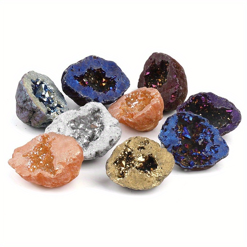 1 Random Geode Agate, Electroplated Stone, Irregular Shape, Educational Science Teaching Aid, Holiday Gift, Color/shape/size Random, Loose Part Without Box