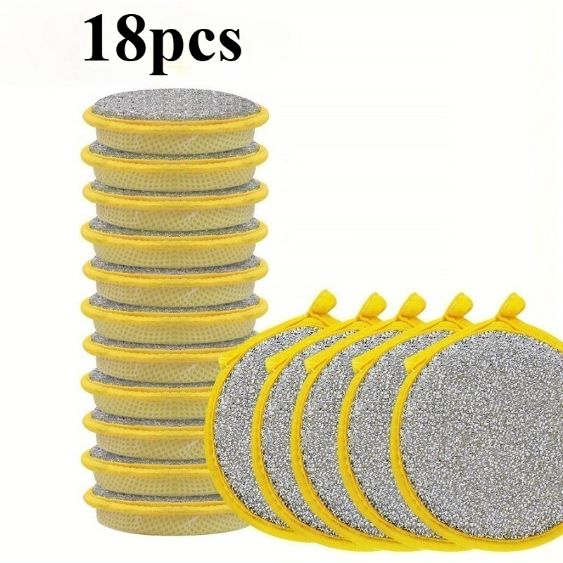 TEMU Lot de 18 éponges récurantes magiques - Outils de vaisselle puissants pour enlever les taches - Chiffons de nettoyage de cuisine durables et
