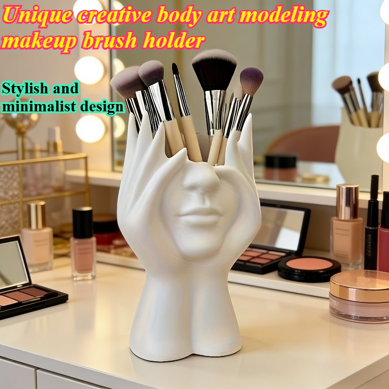   art shaped makeup brush holder and pen organizer large capacity fashionable   box bathroom   bedroom living room desktop decoration   storage   enthusiasts