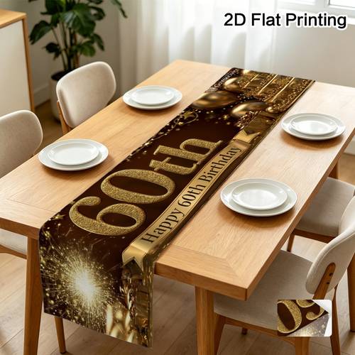 item picture 2d flat 60th birthday celebration table runner home decor home decoration easy to ideal for indoor and improving living room bedroom home 2d flat