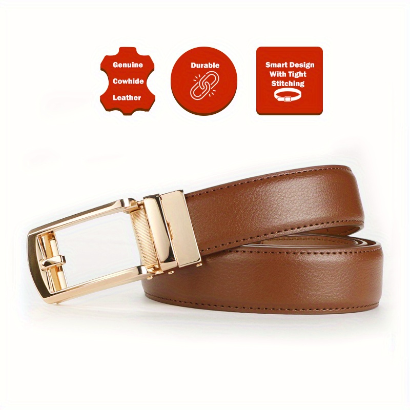 Second Layer Cowhide Ratchet Belt for Men, Adjustable Design