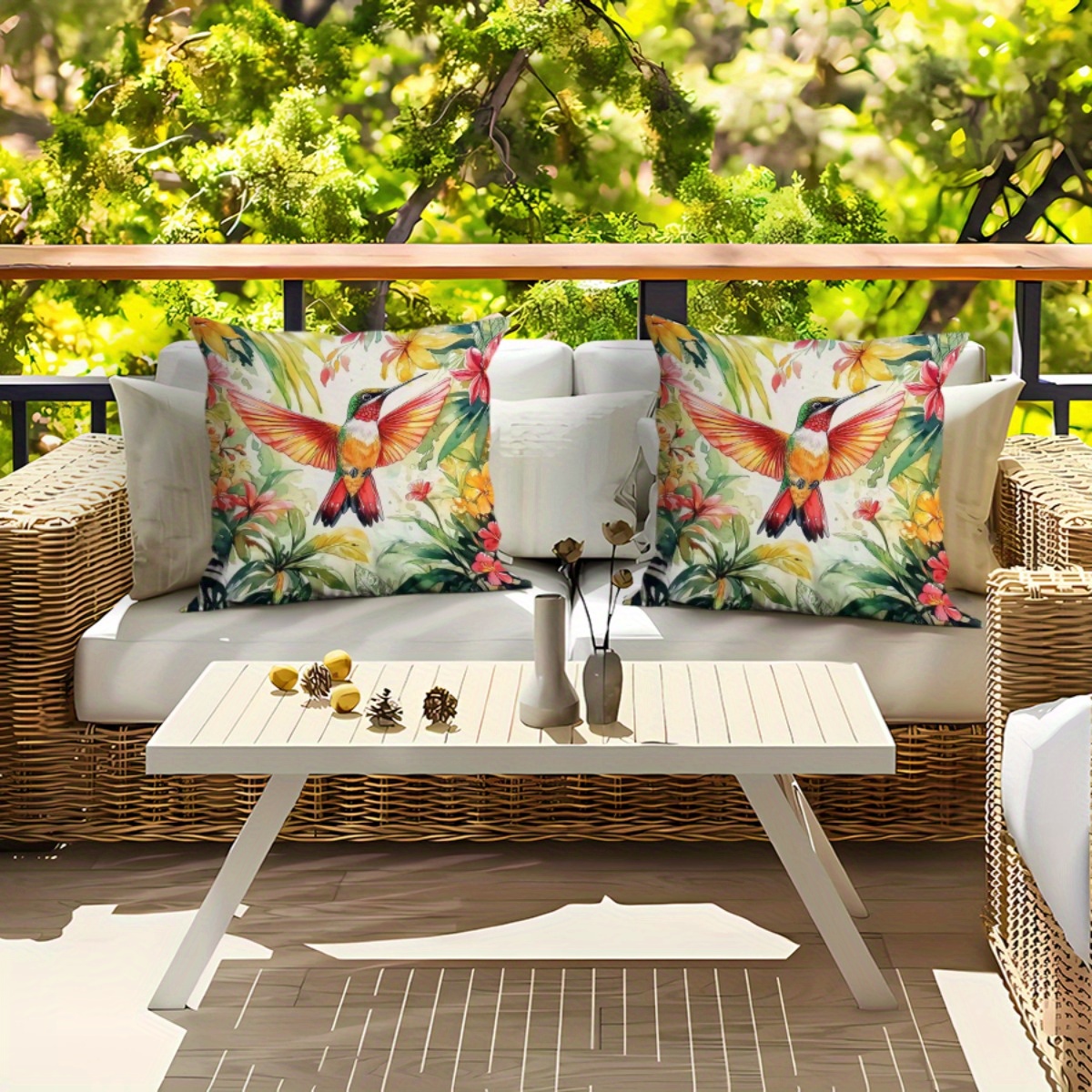 Uv Protection Patio Throw Pillow Covers Vibrant Tropical Leaf