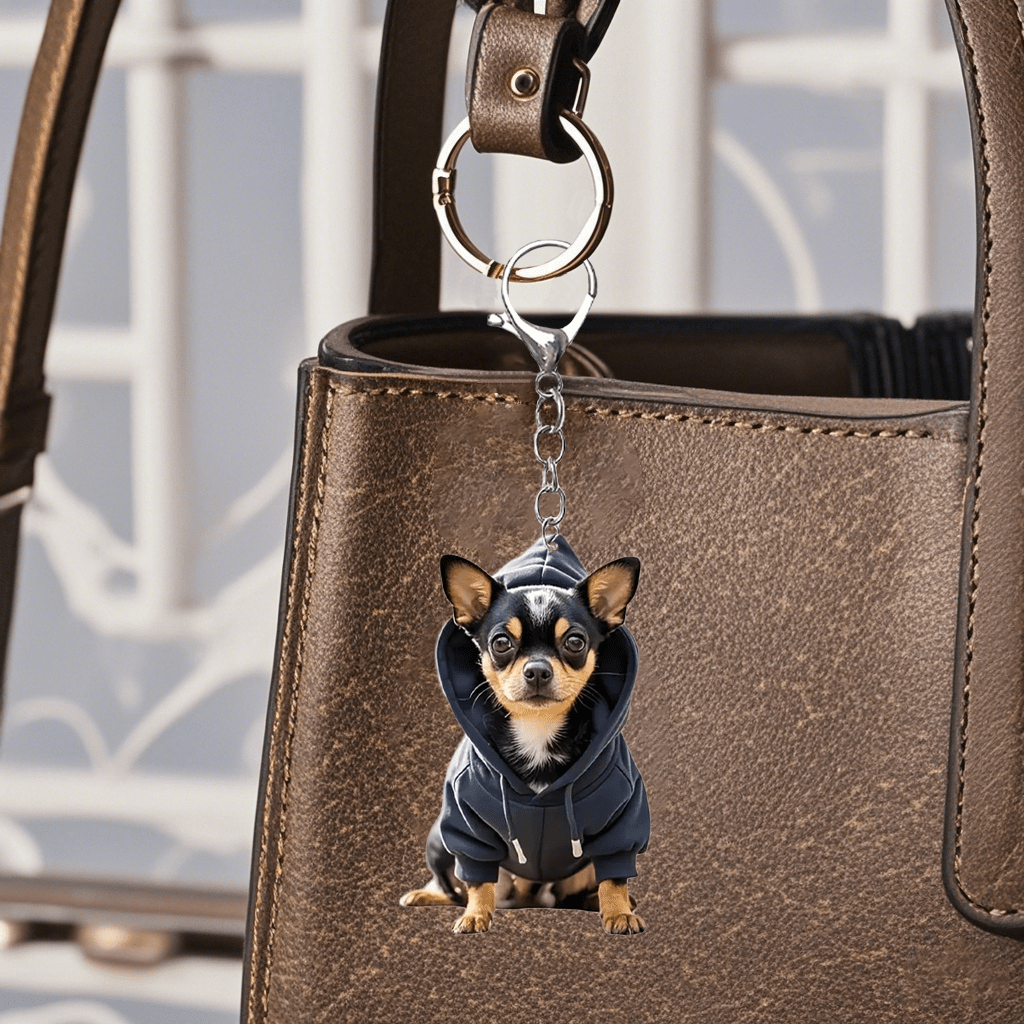 

Acrylic 2d Puppy Art Charm, Stylish Animal Hoodie Backpack Pendant, Perfect Gift For Dog Lovers And Valentine's Day