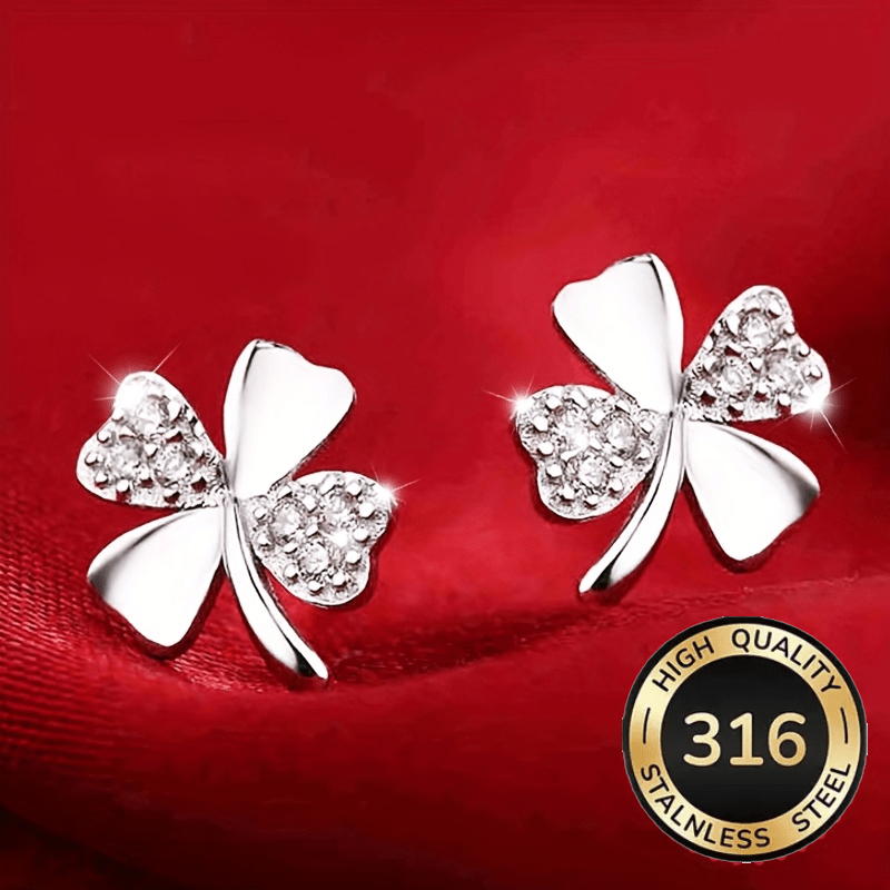TEMU Elegantes Aretes Individuales de Acero Inoxidable Clásicos con Forma de , Aretes de Botón para Mujer, Zirconia Sintética, Hipoalergénicos,