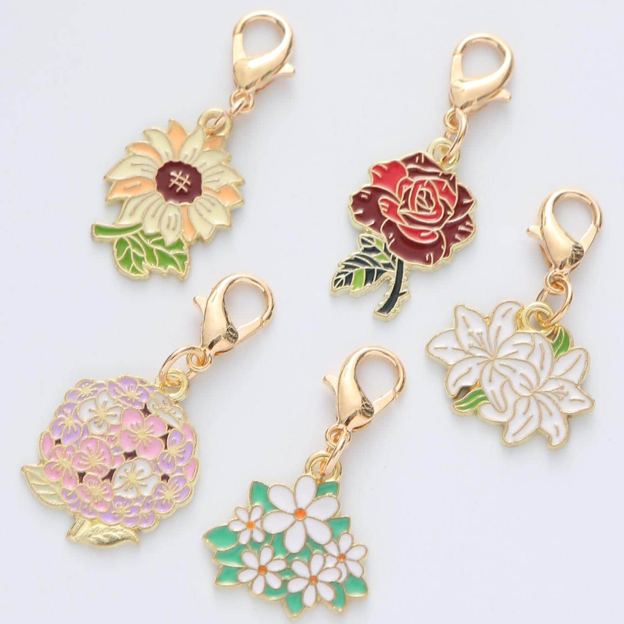 

Ensemble de 5 Porte-clés en Émail - Breloques en avec , , , Lys - Pendentifs Floraux Colorés et Détails pour Bijoux DIY et Artisanat, Fleurs Bleues, Huile de Goutte