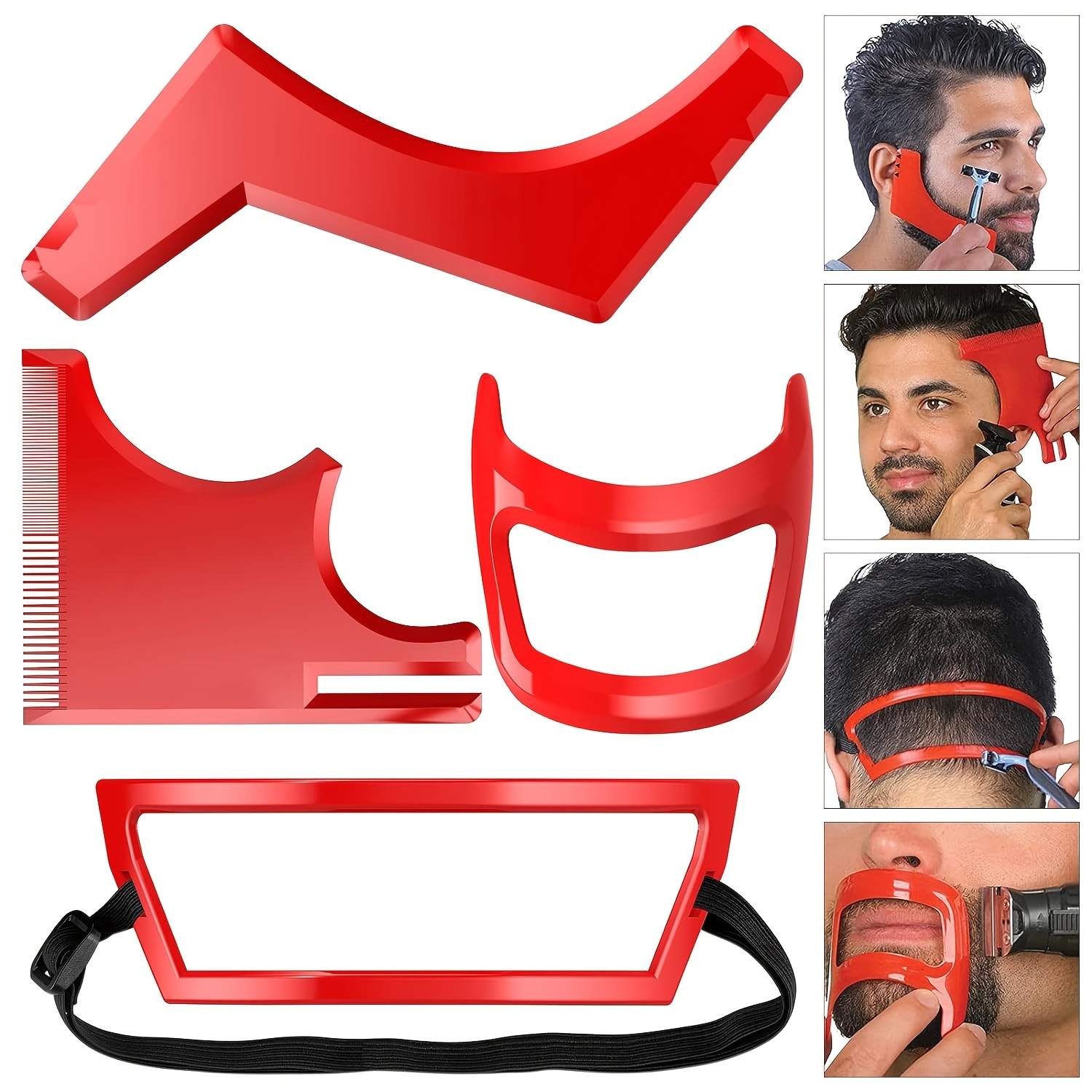 

Beard Trimming & Styling Kit - Includes Hairline, , Mustache & Neck Line Templates With Plastic Brush Comb For Men, Guide Set