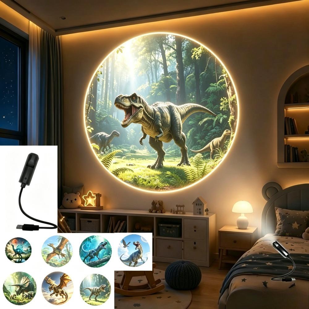 TEMU Jurassic Dinosaur Projection Lamp, Projection Light, Dinosaur Projector Lamp, Rex, Green Dragon, , Etc., Fantasy Dinosaur Themed Led Mood Night