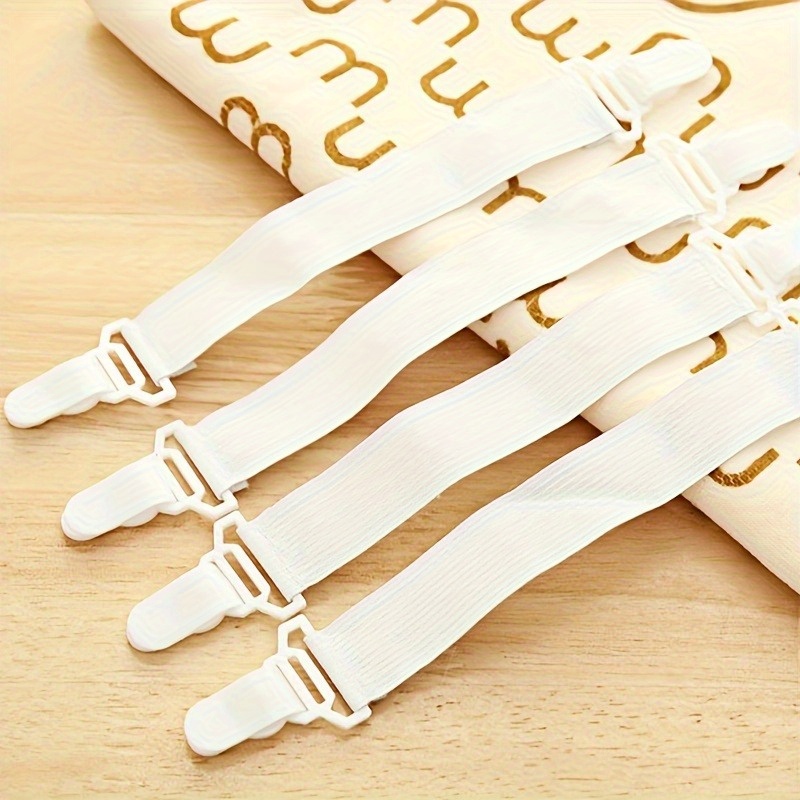 4 pack white elastic sheet straps with clips hand wash only   woven sheet fasteners for   details 8