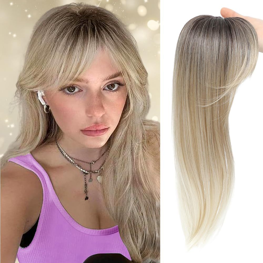 

1pc Elegant Straight Hair Synthetic Wig Topper, 360° 3d Fluffy Hairpiece For Hair, Women's Gradient Hairpin Clip