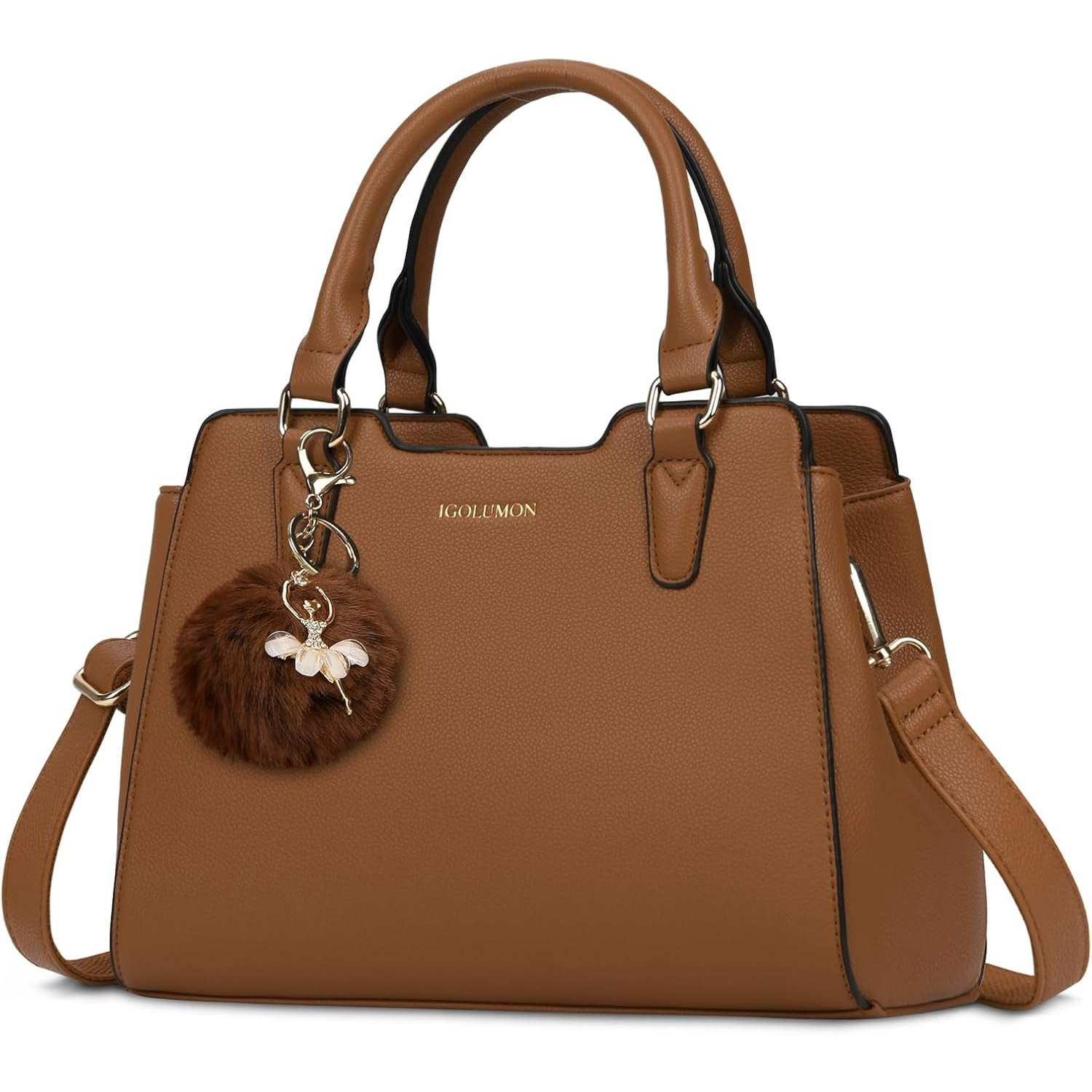 Image of Igolumon Women's Medium Handbag Faux Leather Handbag Tote Bag Handbags Shoulder Bags Shoulder Bag Women's Handbags Brown