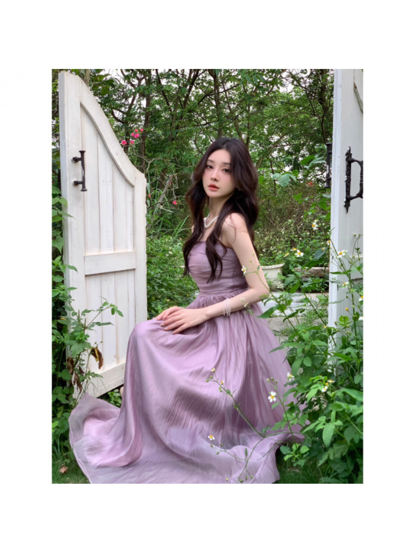 green emerald velvet dress Retro Fairycore Embroidery Lavender Dress Purple / S I Retro Fairy main image 1