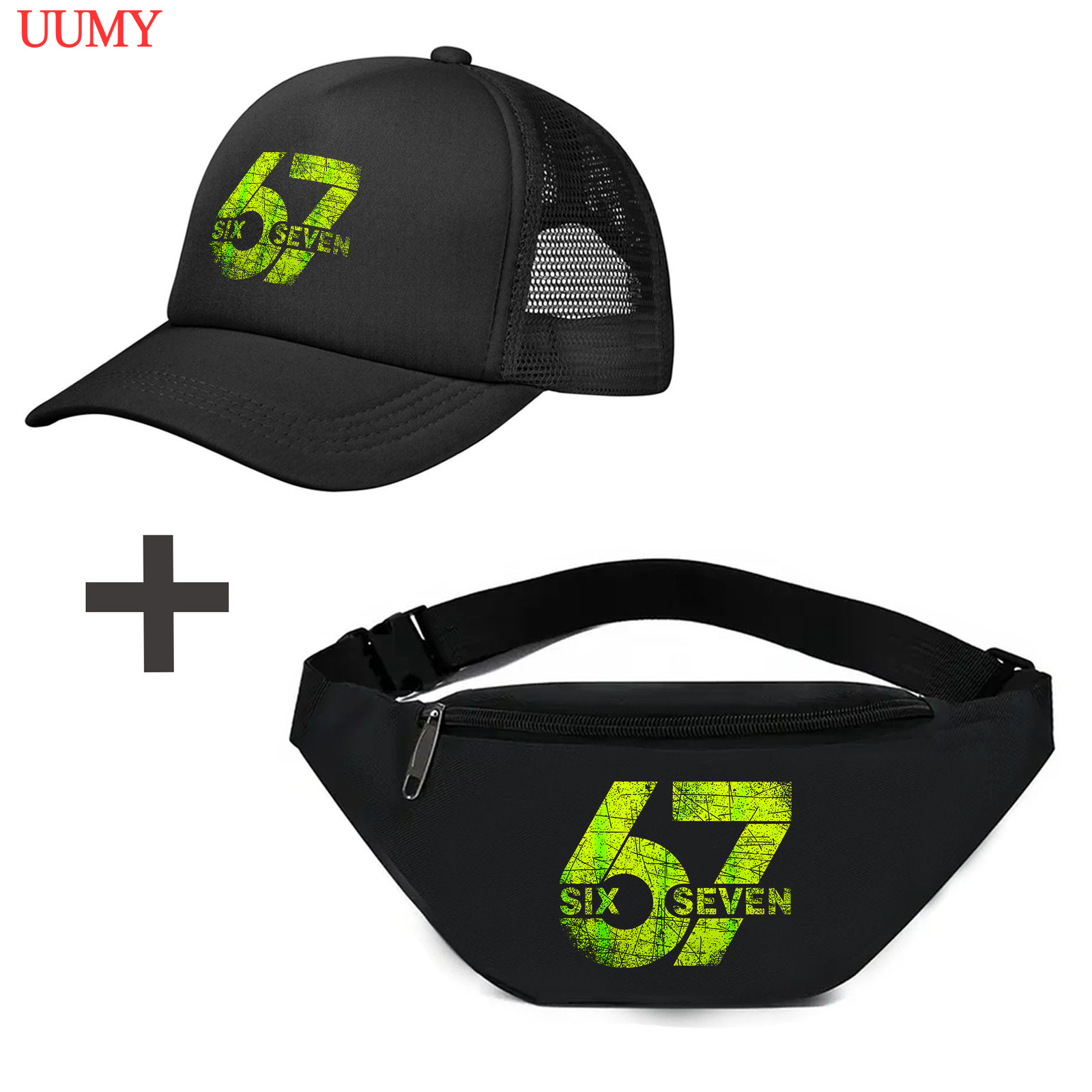 TEMU 1 Ensemble Casquette de Baseball Vintage No. 67 et Sac Banane | Ajouts Streetwear Hip Hop Rétro Années 90 pour Hommes, Combo Tendance Casquette