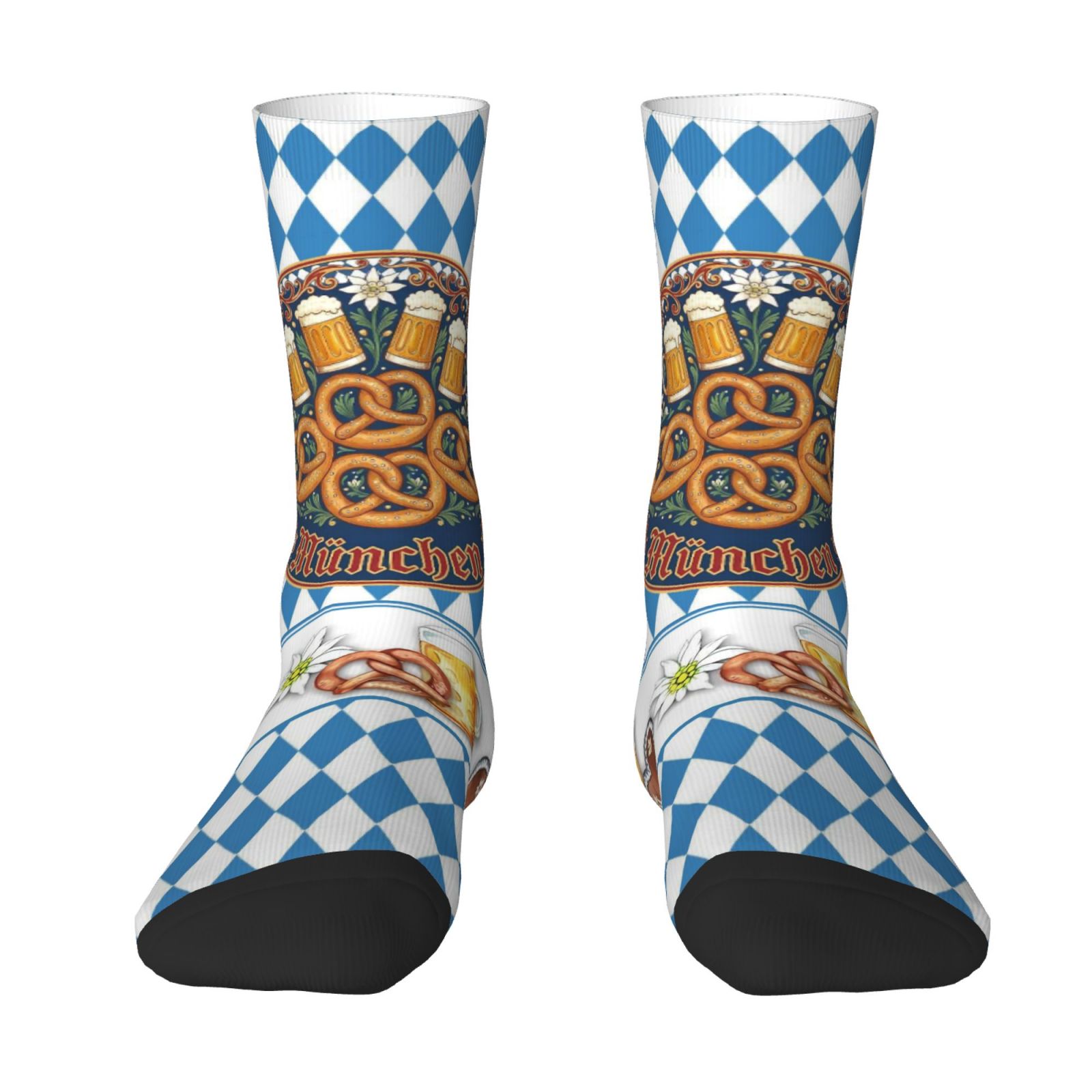 TEMU 1 Pair Men's Oktoberfest Beer Socks - Full-body Beer Poster Print Themed Novelty Stockings, Durable Polyester-blend Suitable For , Gift For Beer