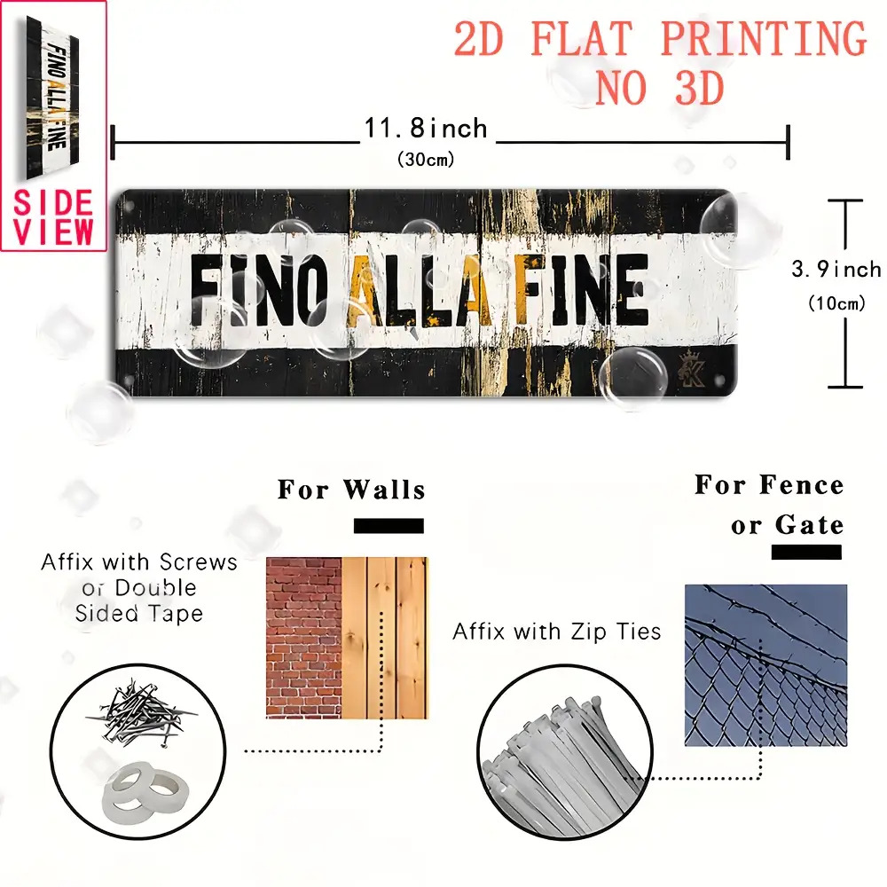 TEMU 2d Flat Printing, Outdoor Signs And Wall Decorations, A Vintage Wooden Sign " Alla Fine" (11.8 Inches X 3.9 Inches), Decor For Caves, Bars,