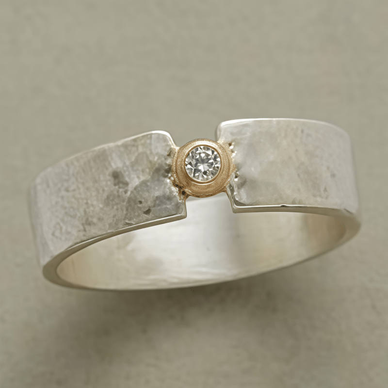 Luxury Hammer Texture Synthetic Zirconia K Plated Ring