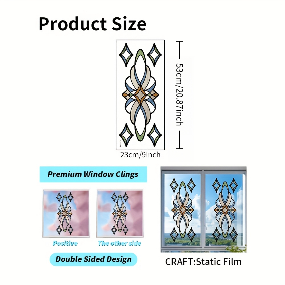TEMU 1pc Decorative Static Cling Flower Glass Sticker, Easy Retro Colorful Floral Pattern Window Glass Sticker Adhesive-free Window Film Removable