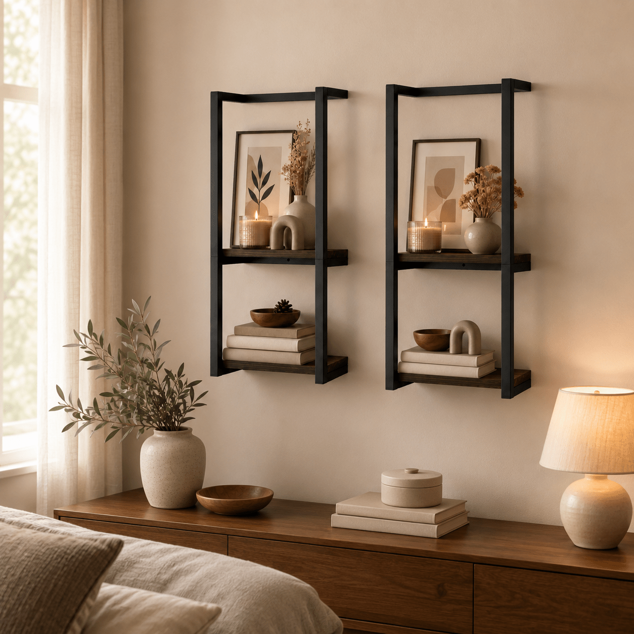 Image of 1pc/2pcs 2 Tier Wall-mounted Shelves, Wall Display Racks, Wall-mounted Decorative Rack, Multifunctional Storage Shelf For Towels, Space- Organizer Rack For Household, Bathroom, And Bedroom