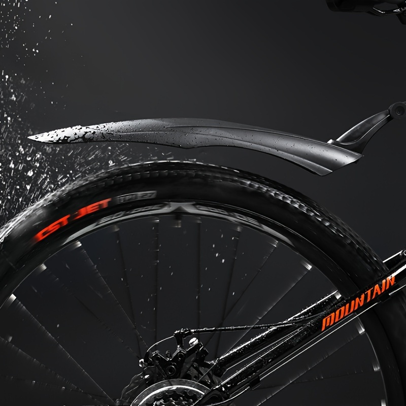 Set of Mountain Bike Fenders - Black Plastic, Compatible with Any Bicycle, Comes with 2 Fenders, Mounting Brackets, And Screws