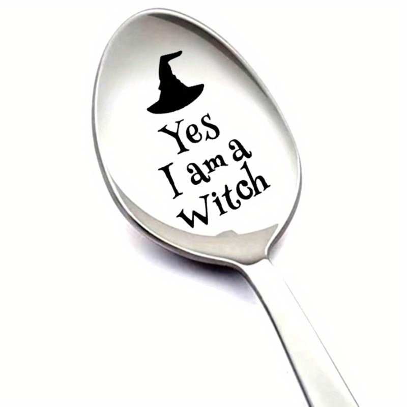 Image of A Single For Halloween-themed Stainless Steel Spoon With A Long Handle, Perfect As A For Halloween Present For, A Witch', An For Halloween , And A Gift For