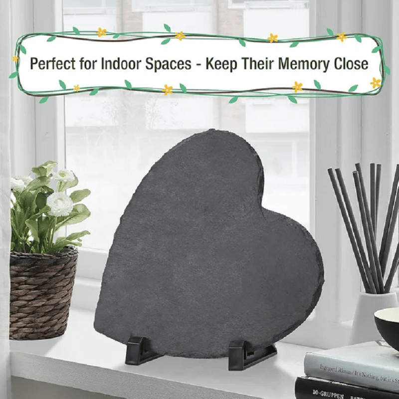 Heart-Shaped Pet Memorial Stone with Custom Photo and Text