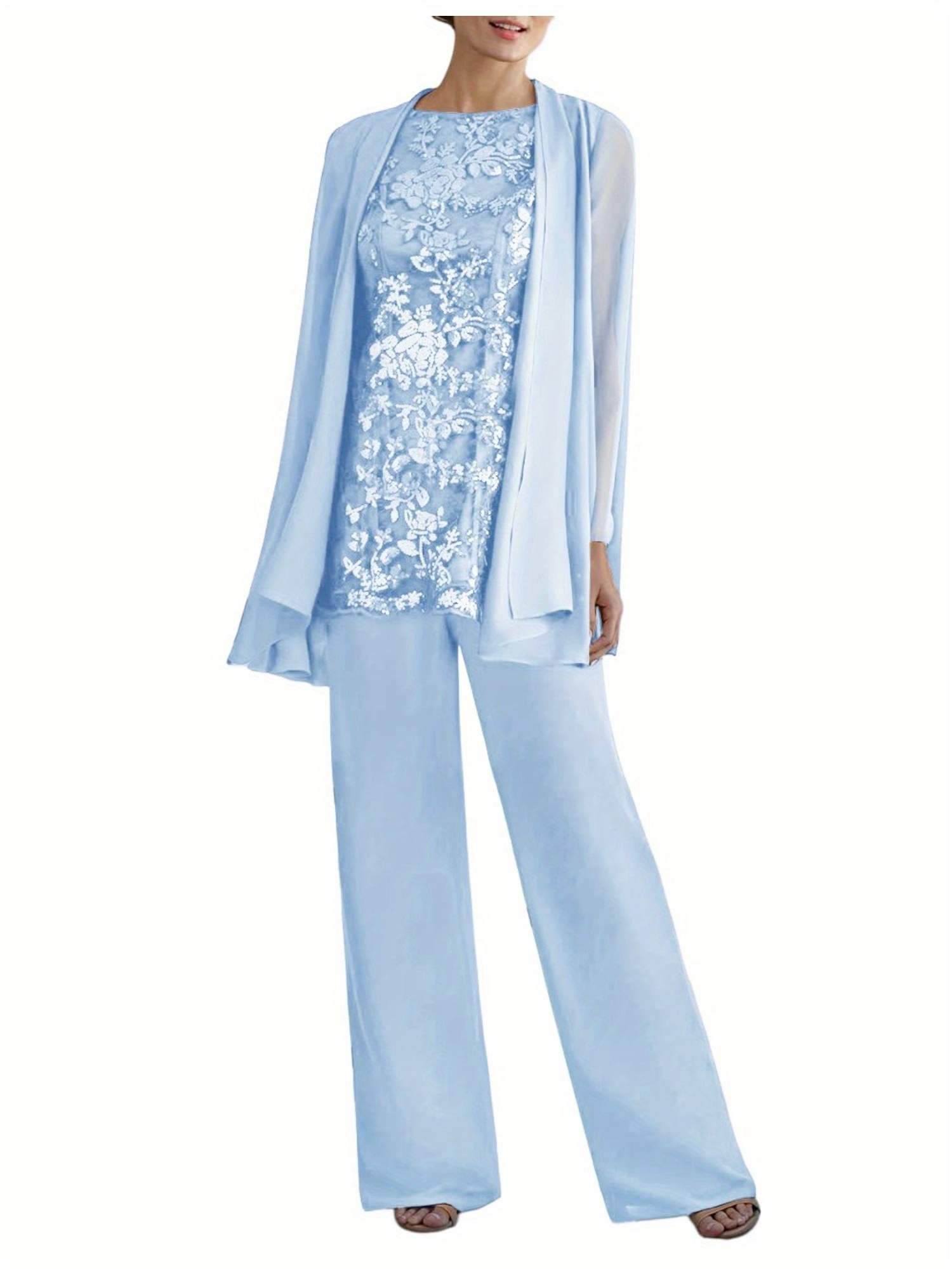 womens 3pcs pants suits mother bride elegant wedding formal - Temu, image size:800x1067