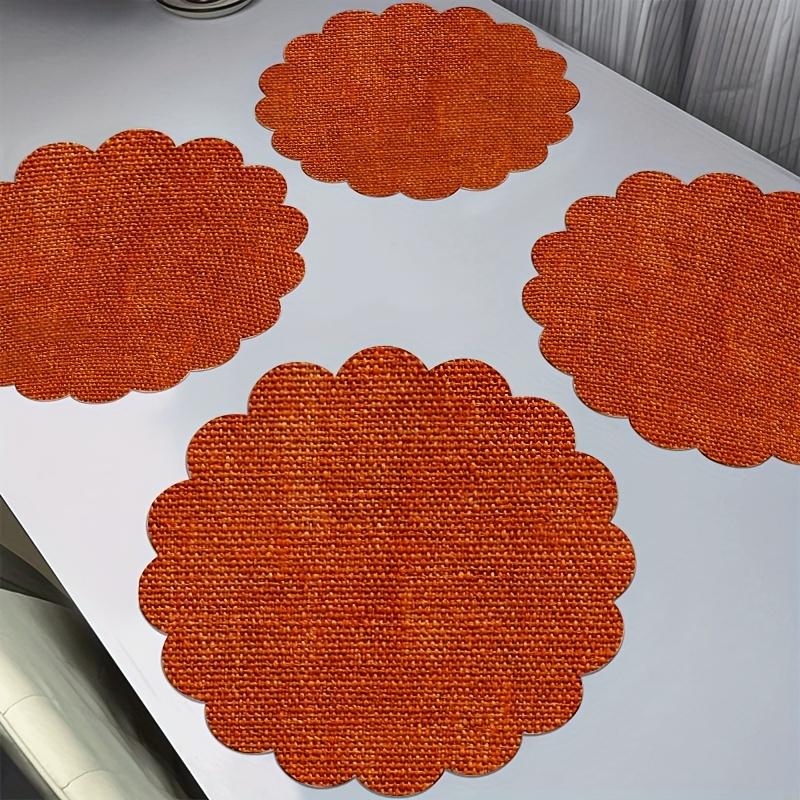 TEMU 4pcs 4pcs Round Placemats Suitable For , Vintage Orange Floral Table Decor With Petal-, Machine Washable Table Mats Dining Table, For Home Party