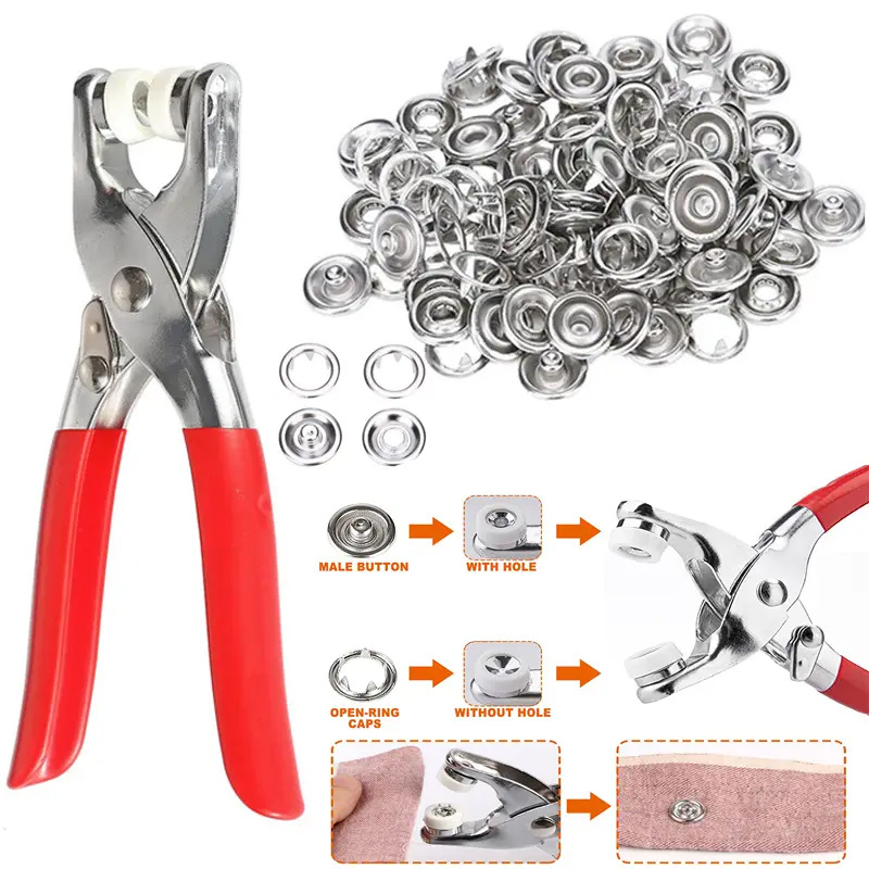 400 st 9,5 mm metallklotångringspänneknappar set | diy handtryckstång tryckknäppsats | klorivet syverktyg