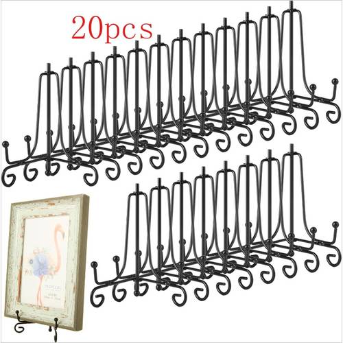 20pcs Black Iron Foldable Plate Stand Easel Holder Multifunctional Display Rack for Photo Frames Decorative Plates Artworks And Books