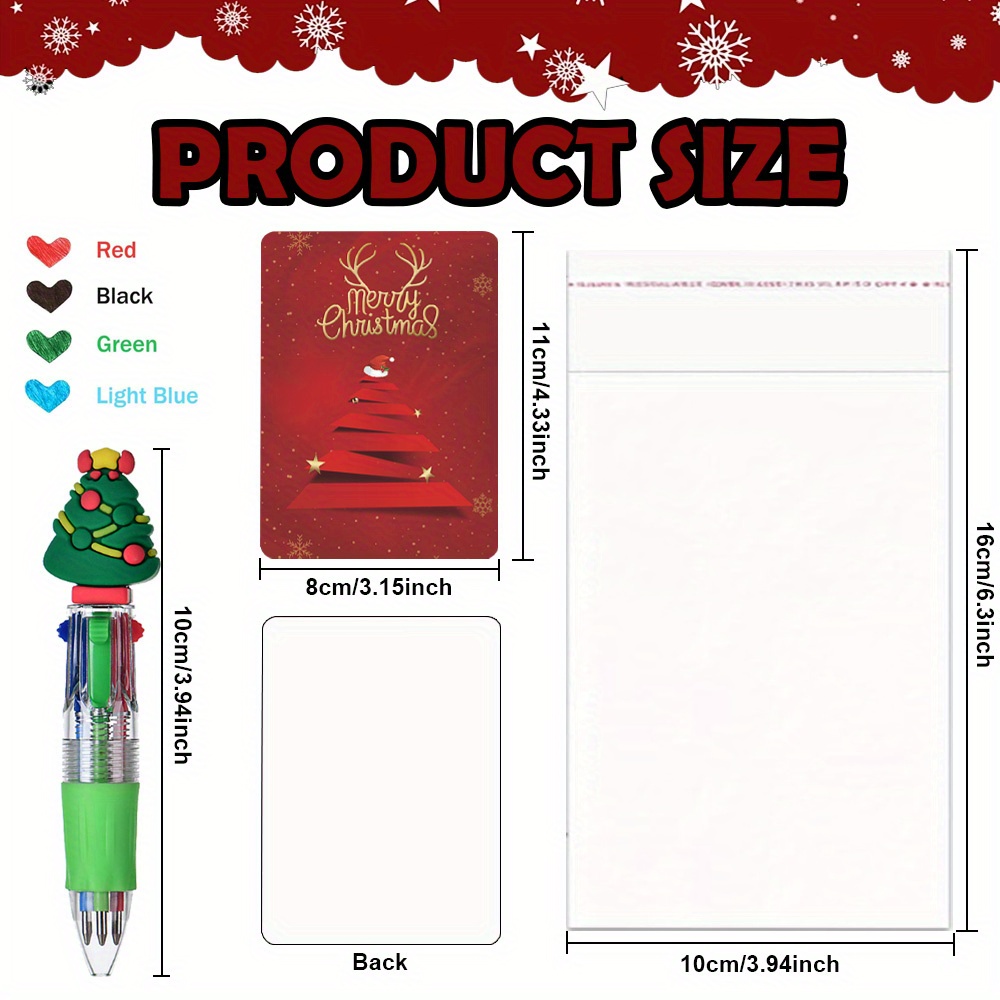 18pcs christmas gift set - 6pcs   multicolor pens (0.7mm retractable), 6 christmas cards, 6 gift bags - cute cartoon school supplies,   favors, christmas gifts, festive stationery, seasonal accessories,  , retractable pen, durable material, lightweight pens, writing essentials, stationery bundle, office accessories, students gifts, toy related gifts, colorful pens, high-quality pens, jdc joyasd kitchen  , students on camping Product details 5