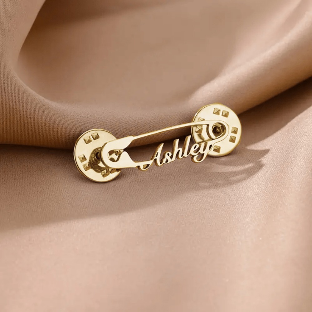 TEMU Personalized Stainless Steel Brooch - Custom Engraved Heart And Infinity Symbol Design, Elegant Jewelry For Birthdays, Weddings, Graduations,