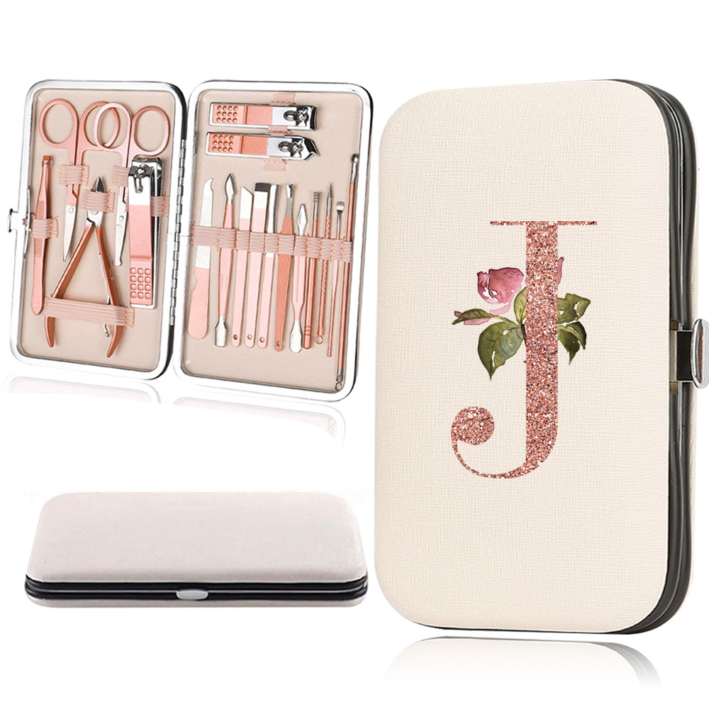 18pcs Rose Golden Nail Studio Set with Portable Storage Box