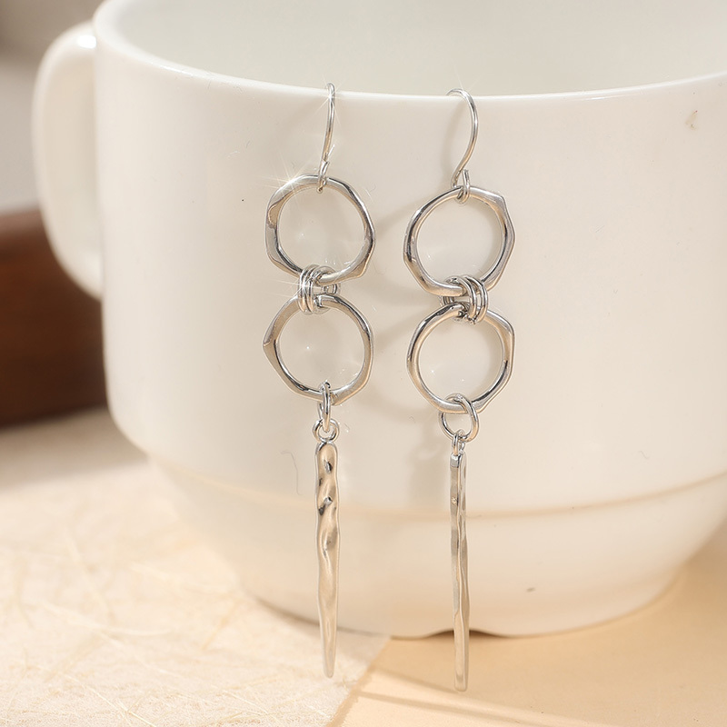 Image of Women's Long Drop Hook Earrings Featuring Gothic Charms, Punk Additions, And Spliced Design In Korean Fashion