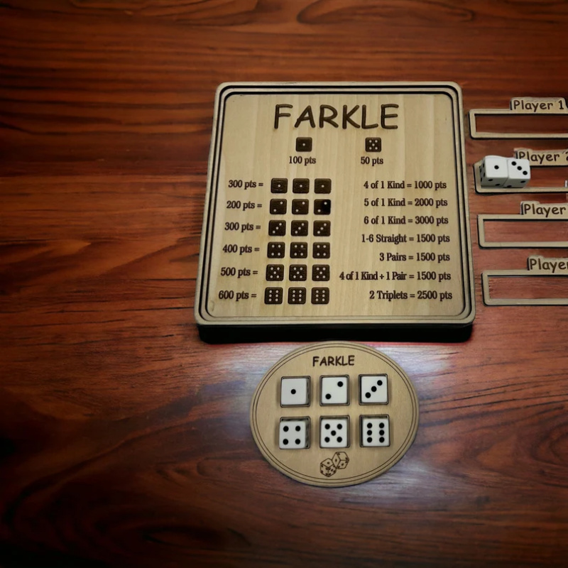 

Popular Farkle Dice Board Game Tray, Family , Board Game, Includes 6 Dice