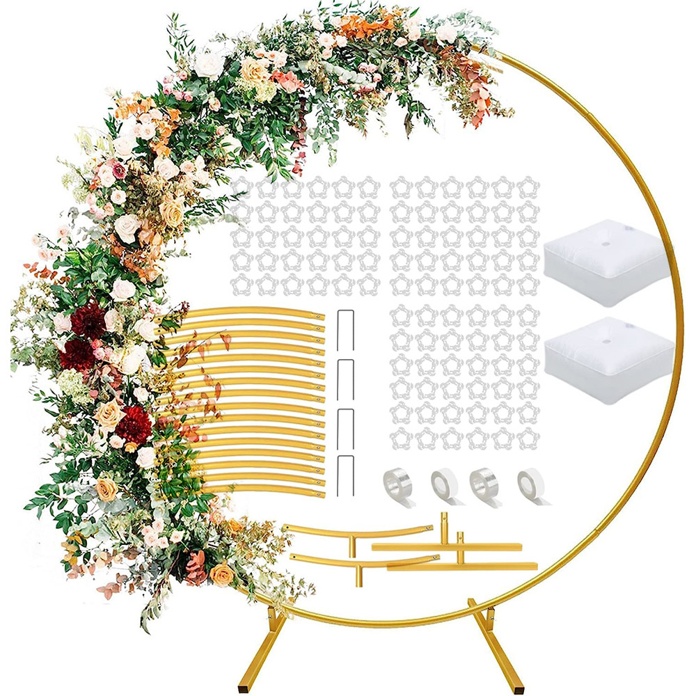 Round Metal Balloon Arch Stand, 210cm Circle Backdrop Frame With Base, Reusable Metal Arch For Wedding Birthday Anniversary Decor