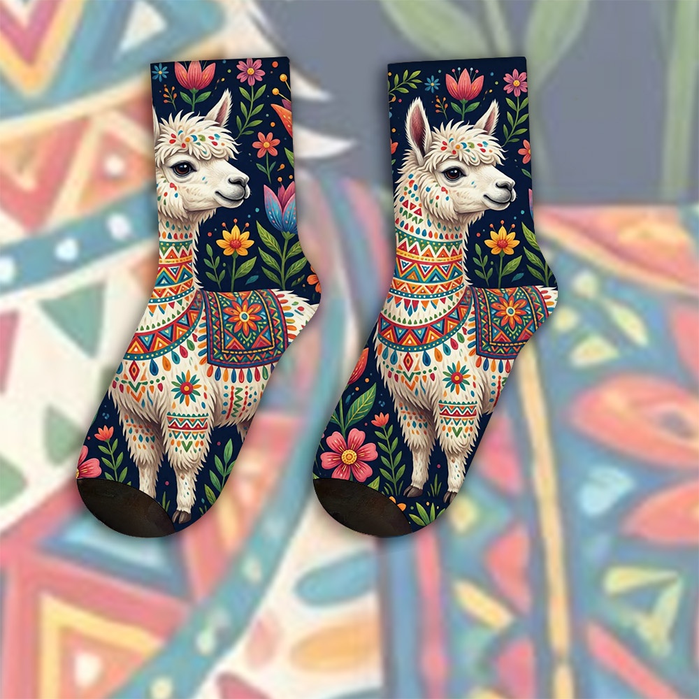 TEMU A Unique Pair Of Socks Designed With Whimsical Llama For Women& Men, Sock| Ideal For Party Costume, Gifts, Daily Wear