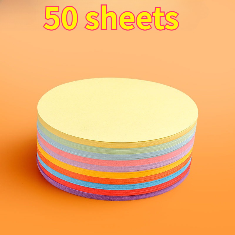 TEMU 50 Sheets Round Colored Craft Paper - Thick And Durable Blank Circles, Vibrant Colors, Ideal For Drawing, Doodling, Diy Crafts, Calligraphy,