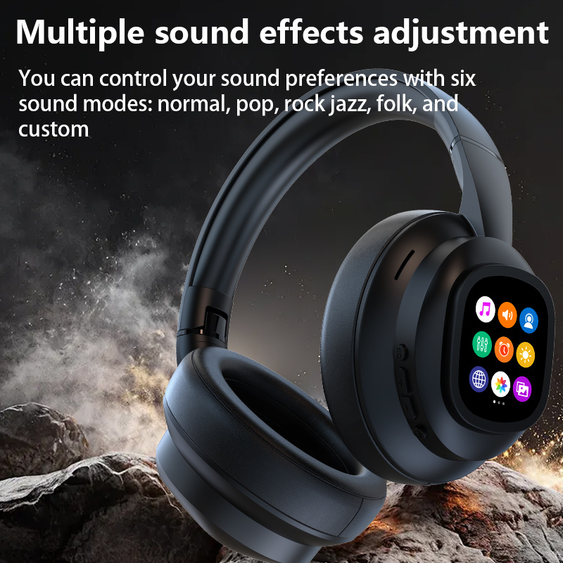 New Hybrid Active Noise-cancelling Headphones(with Touchscreen), Intelligent AI Translation, Remote Control Photography, Wireless Headphones with Microphone, Soft Ear Pads, Multiple EQ Bass, Comfortable Fit Ear Cups, Suitable for Tablets