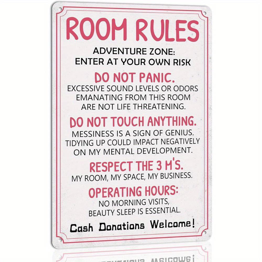 TEMU Funny Room Rules Metal Signs For Teen Girls And Boys Trendy Bedroom Gaming Room Door Decor Dorm Wall Accessories Cool Things Cute Teenage Door