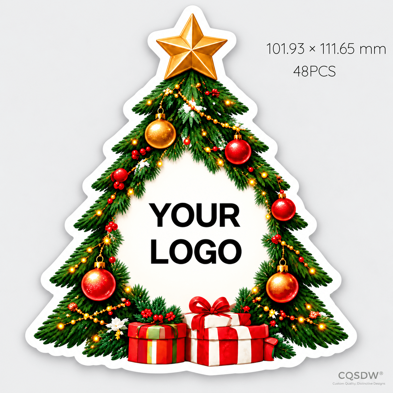TEMU Christmas Custom Logo Stickers, Christmas Tree Shaped Personalized Stickers, , Pictures, Etc. For Custom Gift Packaging For Your Products, Gift