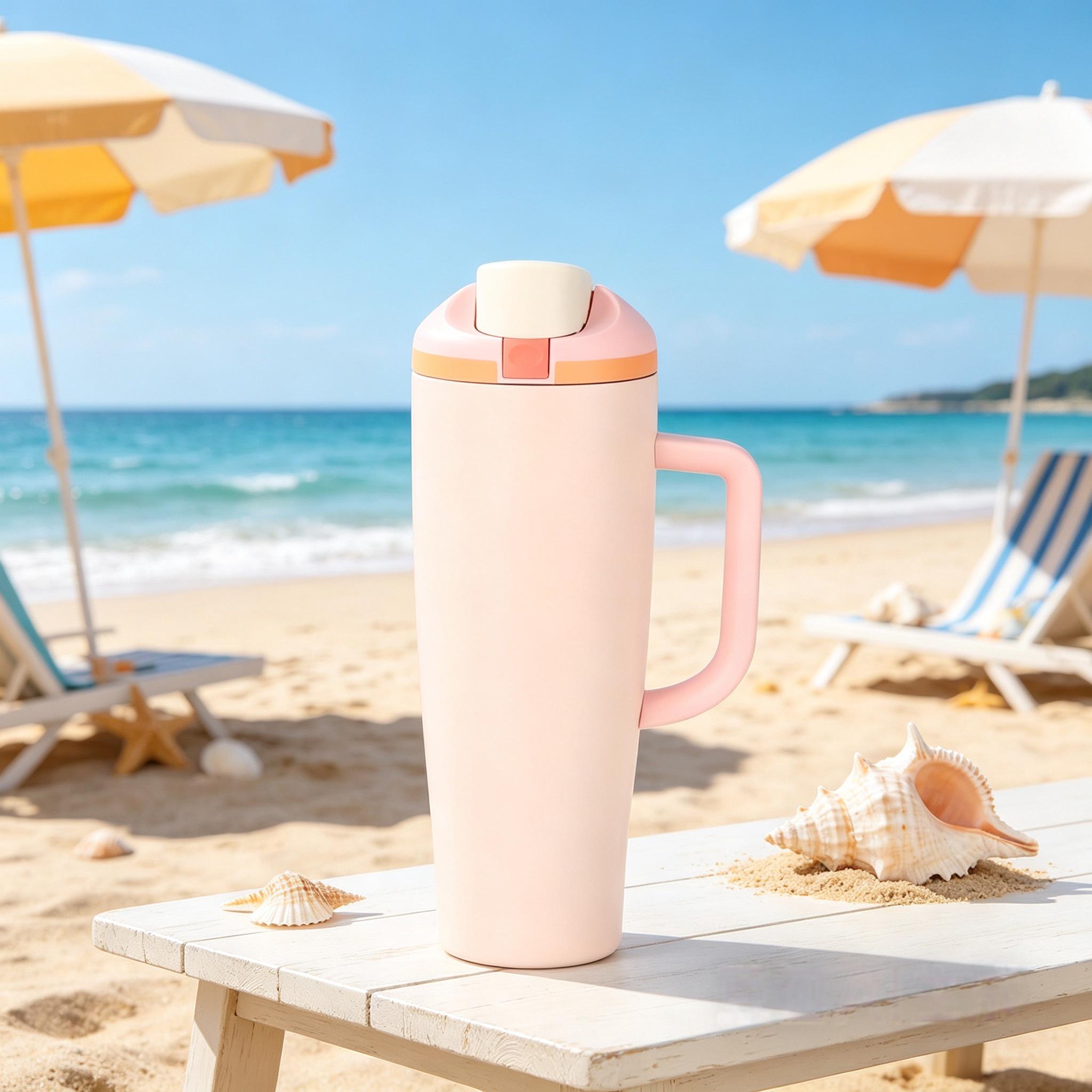 TEMU 40oz/1200ml Vacuum Insulated Mug With Handle - Double-layer Insulation Design -large Capacity Insulated Cup - Hot And Cold Water Bottle- Drinks