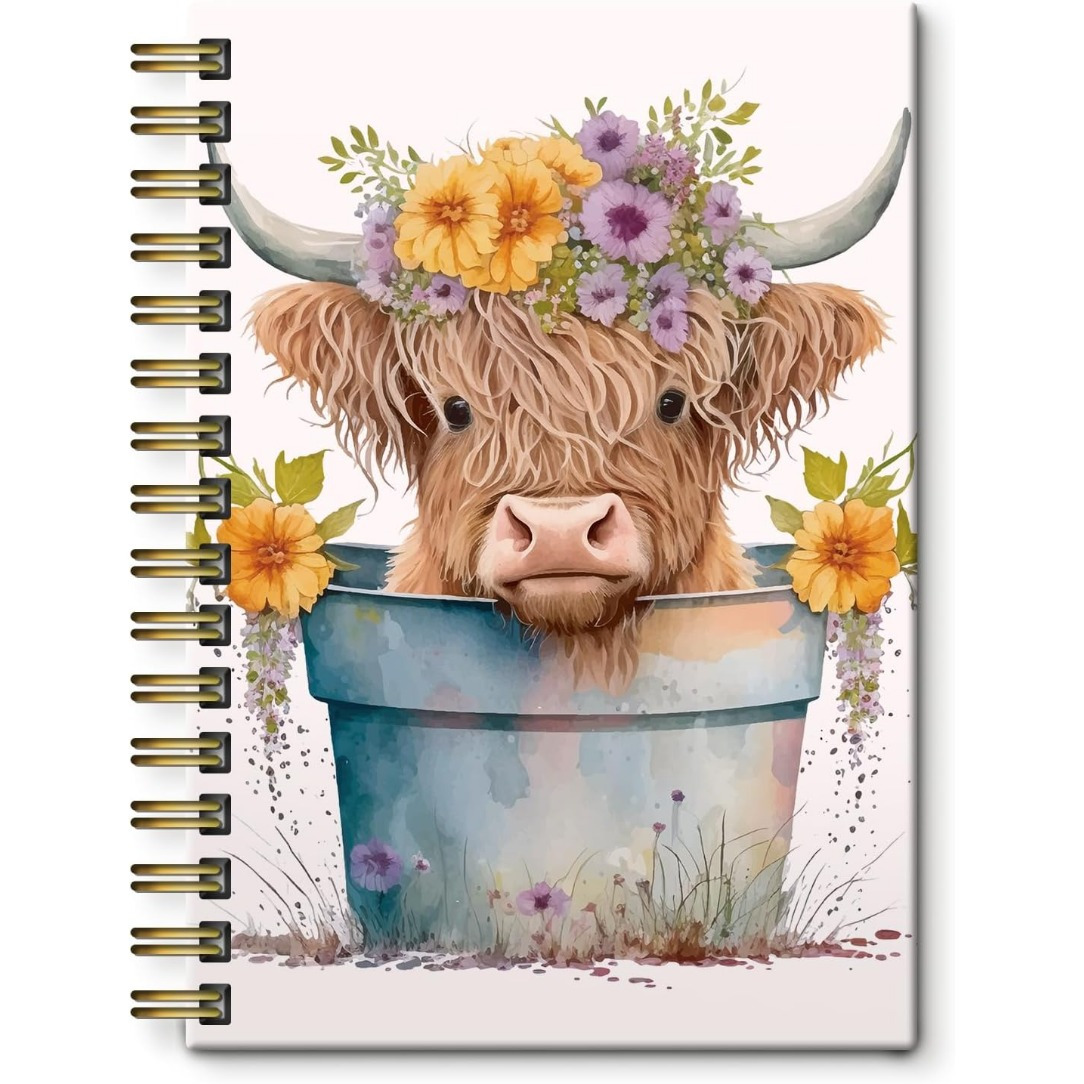 

Cute Cow A5 Spiral Journal Notebook - 50 Pages, , Twinwire Binding, College Ruled - Perfect Gift For Women, Nurses, Teachers