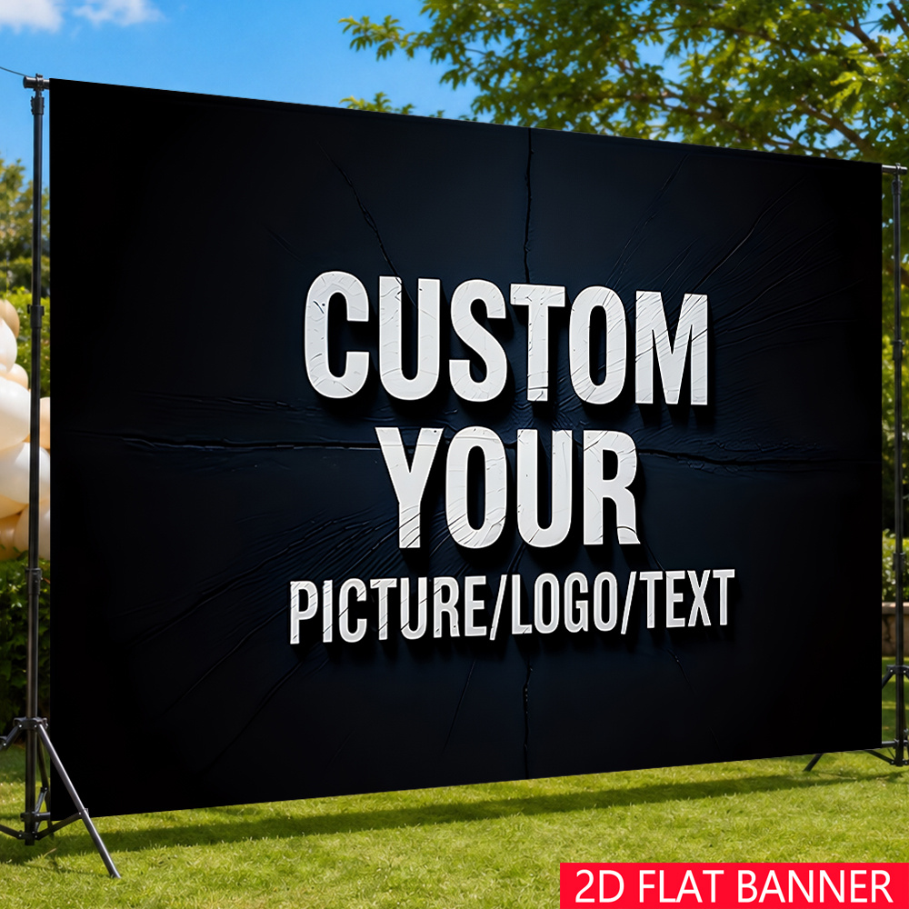 TEMU 2d Flat - 2d Banner, Personalized Party Banner | Custom Photos, | Multiple Sizes, Customize Your Picture Logo Text 3d Effect On Textured
