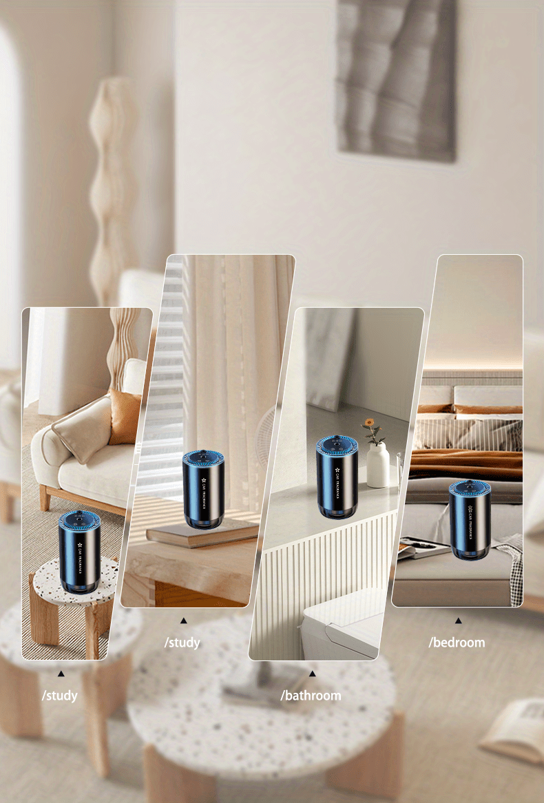 smart car therapy machine with four bottles of 50ml essential oil starry sky projection and adjustable atmosphere light essential oil diffuser with and stop function in car air purification Product details 4